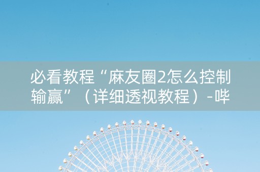 必看教程“麻友圈2怎么控制输赢”（详细透视教程）-哔哩哔哩