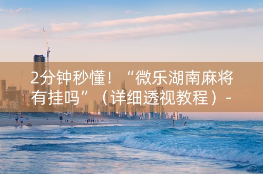 2分钟秒懂！“微乐湖南麻将有挂吗”（详细透视教程）-哔哩哔哩