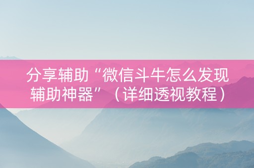 分享辅助“微信斗牛怎么发现辅助神器”（详细透视教程）-哔哩哔哩