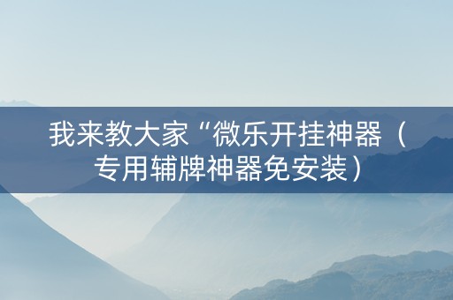 我来教大家“微乐开挂神器（专用辅牌神器免安装）