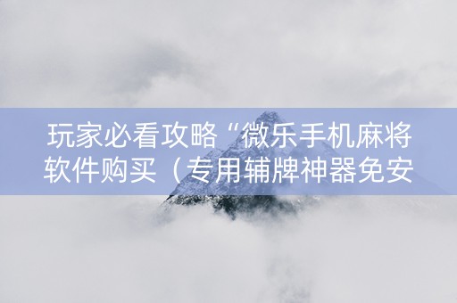 玩家必看攻略“微乐手机麻将软件购买（专用辅牌神器免安装）