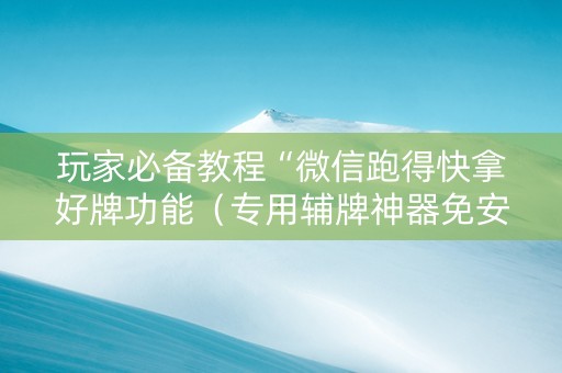 玩家必备教程“微信跑得快拿好牌功能（专用辅牌神器免安装）