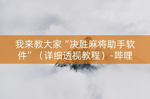 我来教大家“决胜麻将助手软件”（详细透视教程）-哔哩哔哩