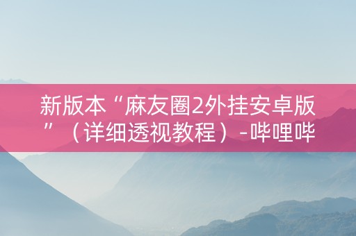 新版本“麻友圈2外挂安卓版”（详细透视教程）-哔哩哔哩