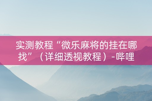 实测教程“微乐麻将的挂在哪找”（详细透视教程）-哔哩哔哩
