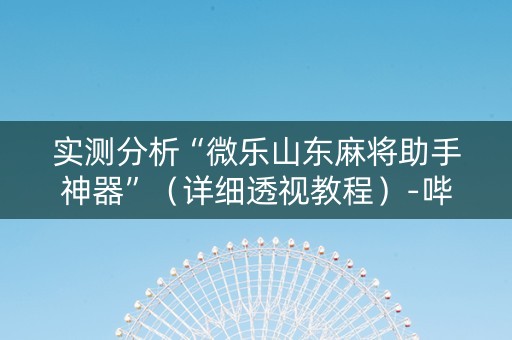 实测分析“微乐山东麻将助手神器”（详细透视教程）-哔哩哔哩