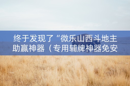 终于发现了“微乐山西斗地主助赢神器（专用辅牌神器免安装）