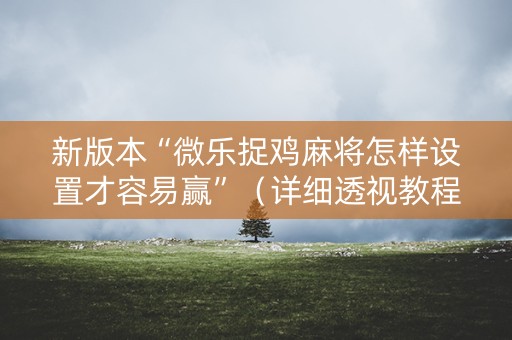 新版本“微乐捉鸡麻将怎样设置才容易赢”（详细透视教程）-哔哩哔哩