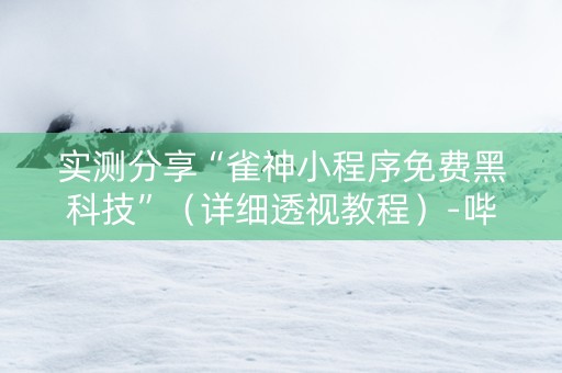 实测分享“雀神小程序免费黑科技”（详细透视教程）-哔哩哔哩