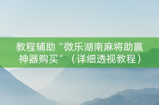 教程辅助“微乐湖南麻将助赢神器购买”（详细透视教程）-哔哩哔哩