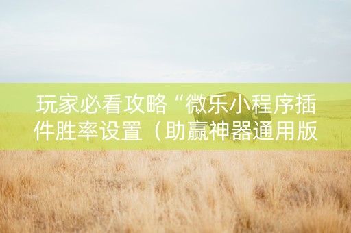 玩家必看攻略“微乐小程序插件胜率设置（助赢神器通用版）