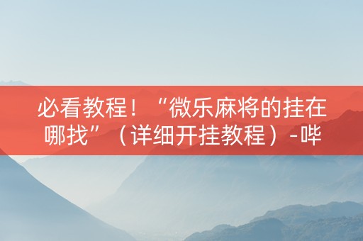 必看教程！“微乐麻将的挂在哪找”（详细开挂教程）-哔哩哔哩