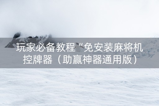 玩家必备教程“免安装麻将机控牌器（助赢神器通用版）