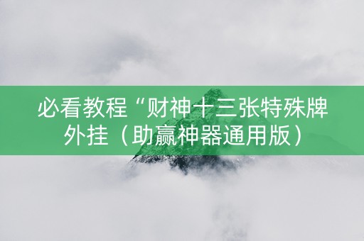 必看教程“财神十三张特殊牌外挂（助赢神器通用版）