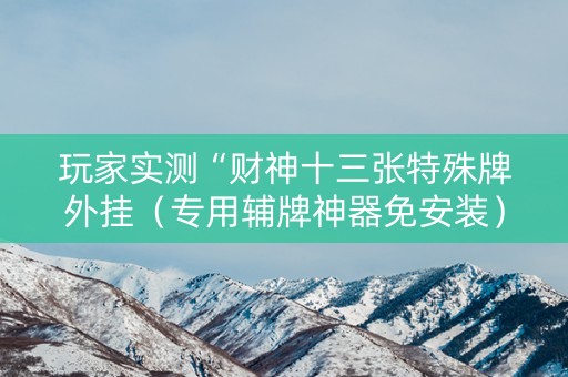 玩家实测“财神十三张特殊牌外挂（专用辅牌神器免安装）