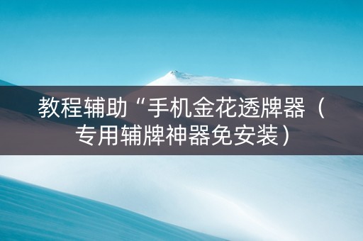 教程辅助“手机金花透牌器（专用辅牌神器免安装）