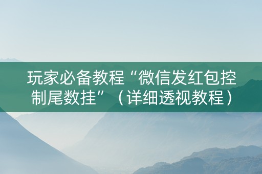玩家必备教程“微信发红包控制尾数挂”（详细透视教程）-哔哩哔哩