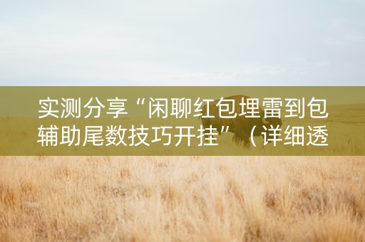 实测分享“闲聊红包埋雷到包辅助尾数技巧开挂”（详细透视教程）-哔哩哔哩