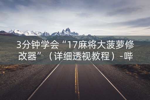 3分钟学会“17麻将大菠萝修改器”（详细透视教程）-哔哩哔哩