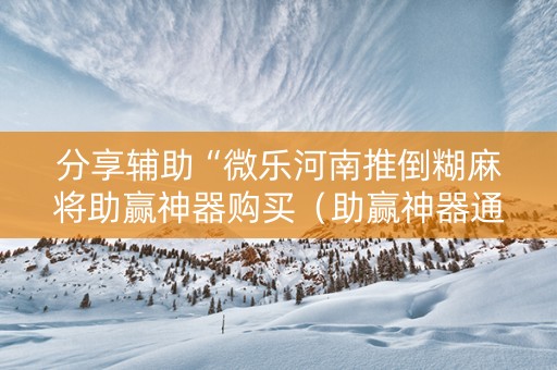 分享辅助“微乐河南推倒糊麻将助赢神器购买（助赢神器通用版）