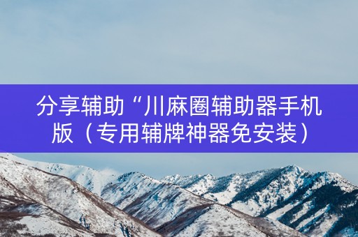 分享辅助“川麻圈辅助器手机版（专用辅牌神器免安装）