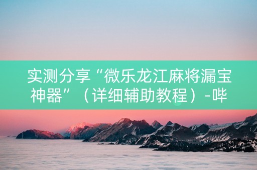 实测分享“微乐龙江麻将漏宝神器”（详细辅助教程）-哔哩哔哩