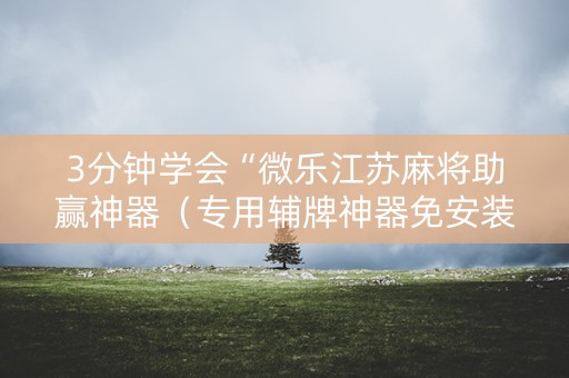 3分钟学会“微乐江苏麻将助赢神器（专用辅牌神器免安装）