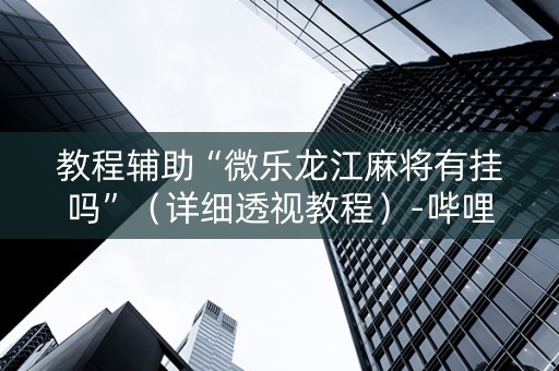 教程辅助“微乐龙江麻将有挂吗”（详细透视教程）-哔哩哔哩