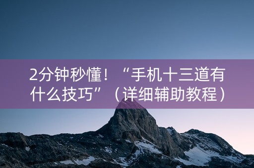 2分钟秒懂！“手机十三道有什么技巧”（详细辅助教程）-哔哩哔哩