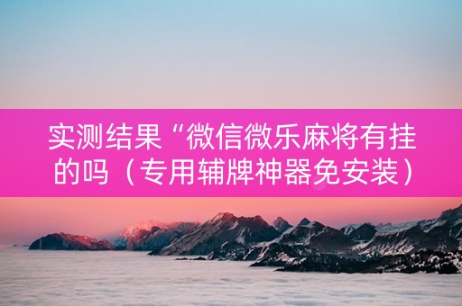 实测结果“微信微乐麻将有挂的吗（专用辅牌神器免安装）