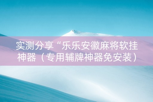 实测分享“乐乐安徽麻将软挂神器（专用辅牌神器免安装）