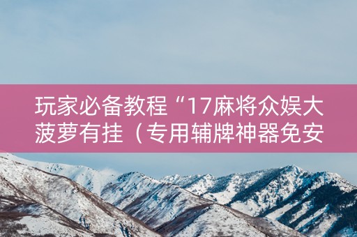 玩家必备教程“17麻将众娱大菠萝有挂（专用辅牌神器免安装）
