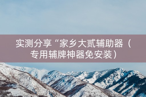 实测分享“家乡大贰辅助器（专用辅牌神器免安装）