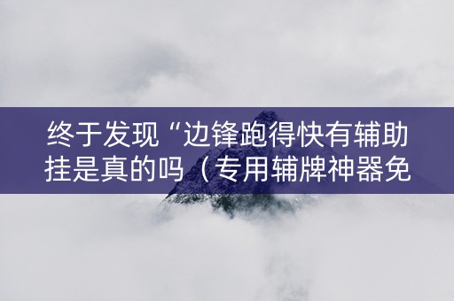 终于发现“边锋跑得快有辅助挂是真的吗（专用辅牌神器免安装）