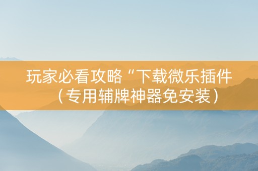 玩家必看攻略“下载微乐插件（专用辅牌神器免安装）