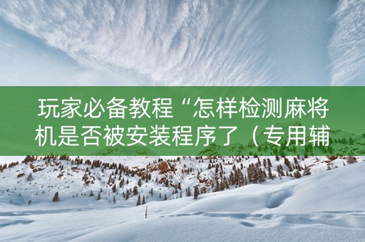 玩家必备教程“怎样检测麻将机是否被安装程序了（专用辅牌神器免安装）