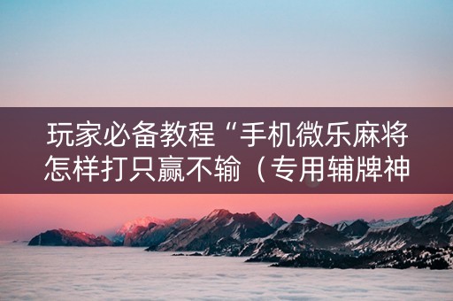 玩家必备教程“手机微乐麻将怎样打只赢不输（专用辅牌神器免安装）