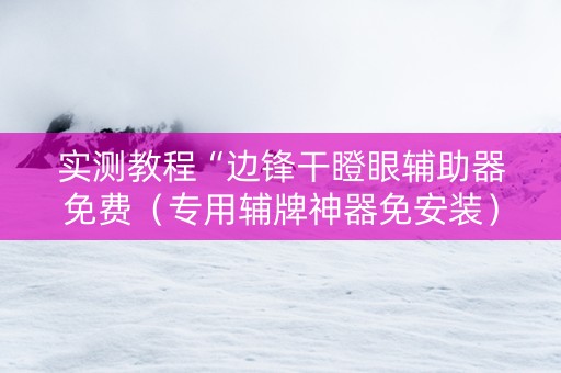 实测教程“边锋干瞪眼辅助器免费（专用辅牌神器免安装）