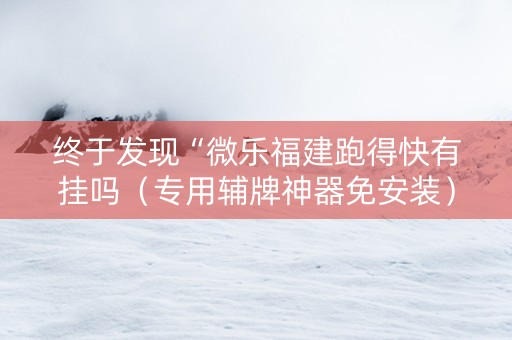 终于发现“微乐福建跑得快有挂吗（专用辅牌神器免安装）