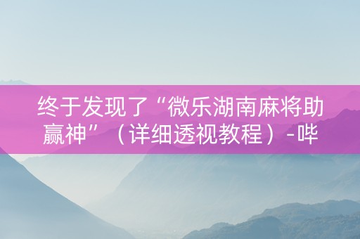 终于发现了“微乐湖南麻将助赢神”（详细透视教程）-哔哩哔哩