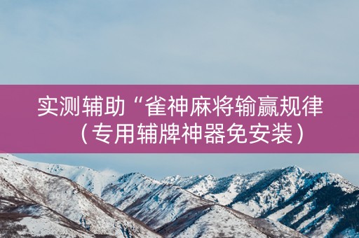 实测辅助“雀神麻将输赢规律（专用辅牌神器免安装）