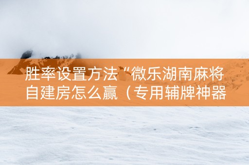 胜率设置方法“微乐湖南麻将自建房怎么赢（专用辅牌神器免安装）