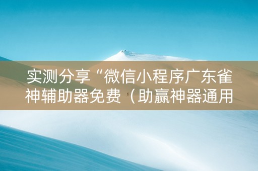 实测分享“微信小程序广东雀神辅助器免费（助赢神器通用版）