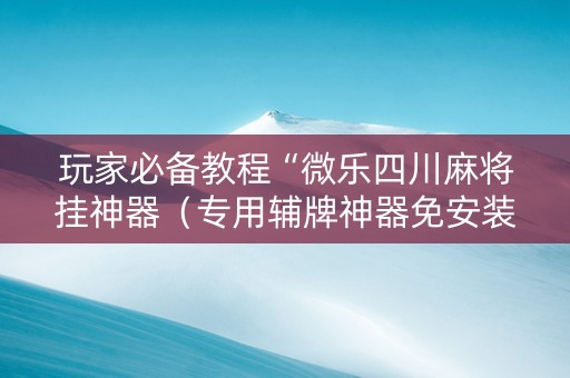 玩家必备教程“微乐四川麻将挂神器（专用辅牌神器免安装）