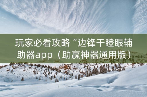 玩家必看攻略“边锋干瞪眼辅助器app（助赢神器通用版）