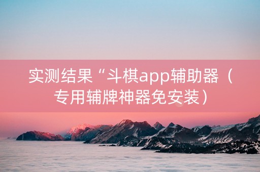 实测结果“斗棋app辅助器（专用辅牌神器免安装）