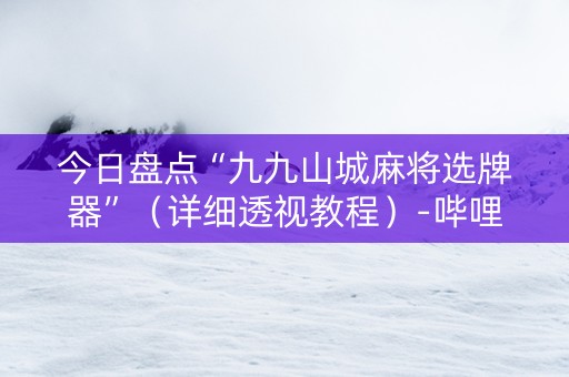 今日盘点“九九山城麻将选牌器”（详细透视教程）-哔哩哔哩