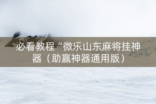 必看教程“微乐山东麻将挂神器（助赢神器通用版）