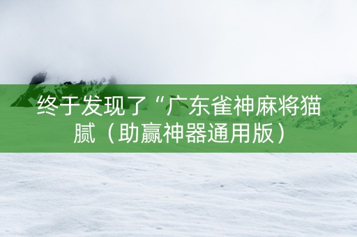 终于发现了“广东雀神麻将猫腻（助赢神器通用版）