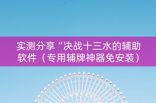 实测分享“决战十三水的辅助软件（专用辅牌神器免安装）
